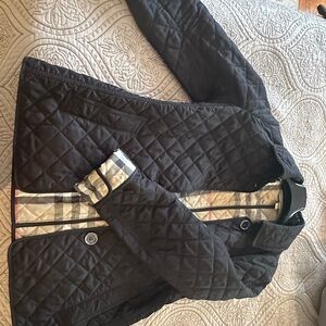 Burberry Black Quilted Jacket with Check Lining